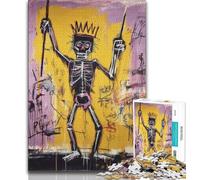 Puzzle in stile "Il corpo scheletrico di Basquiat" per adulti e ragazzi, 1000 pezzi, difficili da completare ma divertenti e umoristici, con poster abbinato e foglio di quiz (75x50cm)