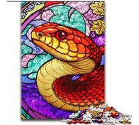 Puzzle in vetro colorato a forma di serpente per adolescenti, puzzle da 1000 pezzi, giochi educativi classici, splendida decorazione (26x38cm)