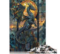 Puzzle in vetro colorato Dragon Majesty da 1000 pezzi, giocattolo rilassante, puzzle difficile per donne e uomini, 1000 pezzi (75x50 cm)