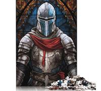 Puzzle in vetro con motivo dei cavalieri templari, in cartone rettangolare, regalo per bambini dai 12 anni in su, 1500 pezzi (85x57 cm)