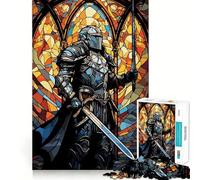Puzzle in vetro difficile da 1000 pezzi con guerriero paladino per adulti, gioco di logica semplice e divertente, taglio di precisione, regalo di Natale (38x52cm)