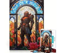 Puzzle in vetro difficile da 1000 pezzi con guerriero paladino per adulti, gioco di logica semplice e divertente, taglio di precisione, regalo di Natale (38x26cm)