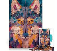Puzzle in vetro dorato retrò con lupo per ragazzi,1000 pezzi,gioco divertente per la mente,connessione pulita e senza interruzioni,un modo coinvolgente per passare il tempo libero (38x26cm)