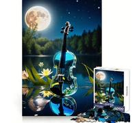 Puzzle in vetro trasparente a forma di violino per ragazzi, 1000 pezzi, esercizio mentale, svago rilassante, taglio di precisione, ottimo regalo (38x26cm)