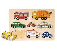 Puzzle Incastro in Legno con POMELLI GOKI - MEZZI di Trasporto - PZ. 8 - NUOVO