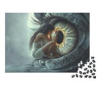 Puzzle Incontro con l'Occhio Mistico per Adulti Educativo - Donna e Grande Occhio Ornato 1000 Pezzi Giochi per Decorazione Casa 38x26cm