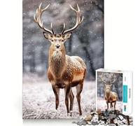 Puzzle "Incontro nella foresta innevata" per adulti, 1000 pezzi, gioco di logica e rilassamento, taglio preciso, calda sorpresa (38x26cm)
