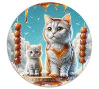 Puzzle inglese corto argento graduale 1000 pezzi cerchio per adulti e bambini animale gatto puzzle unico difficile difficile impegnativo 1000 pezzi (67,5 x 67,5 cm)