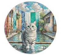 Puzzle inglese corto argento graduale 1000 pezzi cerchio puzzle per adulti bambini 14+ animale gatto bella sfida e fresco 1000 pezzi (67,5 x 67,5 cm)