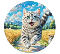 Puzzle inglese corto argento graduale 1000 pezzi rotondo cerchio puzzle per adulti e bambini animale gatto geometrico piuttosto sollievo sfida difficile 1000 pezzi (67,5 x 67,5 cm)