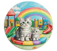 Puzzle inglese corto argento graduale 1000 pezzi rotondo cerchio puzzle per adulti e bambini animale gatto creativo impossibile difficile impegnativo 1000 pezzi (67,5 x 67,5 cm)