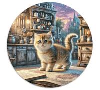 Puzzle inglese corto dorato graduale a strati 1000 pezzi rotondo cerchio puzzle per adulti e bambini animali gatti geometrici PrettyReliever sfida difficile 1000 pezzi (67,5 x 67,5 cm)