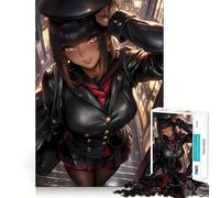 Puzzle interattivo con ragazza anime in uniforme nera,1000 pezzi,gioco di memoria,taglio di precisione,sfida cerebrale interattiva per la casa (38x52cm)