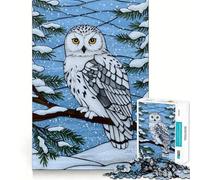 Puzzle invernale con gufo delle nevi, 1000 pezzi, per ragazzi, stimola la memoria, facile da realizzare, con bordi puliti, sorpresa natalizia (38x26cm)