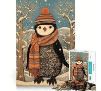 Puzzle invernale con pinguino,1000 pezzi,per adulti,divertente gioco di memoria,facile da assemblare,incastro sicuro,attività per tutta la famiglia (38x52cm)