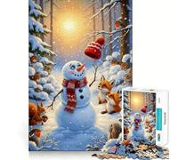 Puzzle invernale da 1000 pezzi con pupazzo di neve e animali della foresta per adolescenti, gioco per l'esercizio mentale, design rilassante, assemblaggio, regalo prezioso (50x75cm)