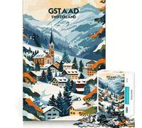 Puzzle Inverno a Gstaad per adulti,1000 pezzi,gioco di memoria e stimolante,taglio laser per un incastro perfetto, alleviare lo stress (38x52cm)