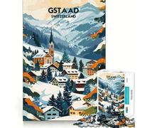 Puzzle "Inverno a Gstaad" per ragazzi,1000 pezzi,gioco stimolante per la mente,dimensioni uniformi,pezzi precisi,divertimento in famiglia,attività serale (38x26cm)