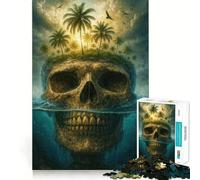 Puzzle "Isola del Teschio con Palme" per ragazzi, 1000 pezzi, gioco di logica, divertimento al chiuso, bordi precisi, pezzo da collezione 38x26cm