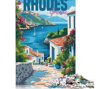 Puzzle Isola di Rodi Grecia Puzzle da 500 pezzi per adulti Puzzle in legno Adatto per adulti e maggiori di 18 anni Giocattoli antistress 500 pezzi (52x38 cm)