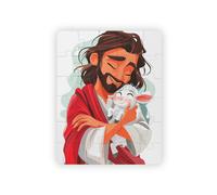 Puzzle ispiratore per bambini Gesù Cristo con agnello, divertimento da 30 pezzi