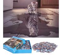 Puzzle Jigsaw 1000 pezzi per gli adulti,il materiale riciclabile d’alta qualità e stampato ad alta definizione,gioco familiare, festa aziendale,regalo per amore e amico(Il gattino e il grande tigre)