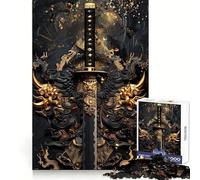 Puzzle Katana Nero e Oro da 1000 Pezzi per Adulti - Regalo Divertente e Intellettuale per il Tempo Libero - Taglio Pregiato - Sorpresa di Natale (38x52cm)