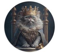 Puzzle King Cat da 1000 pezzi, puzzle rotondo da 1000 pezzi, perfetto per il divertimento in famiglia a Natale, Ringraziamento, compleanni e Pasqua, 67,5x67,5 cm.