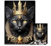 Puzzle King Cat Golden Art Deco da 1000 pezzi per adulti, attività per famiglie, decorazioni fai da te per la casa, regalo di Natale 26X38CM/10,23x14,96 pollici