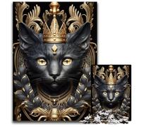 Puzzle King Cat Golden Art Deco da 1000 pezzi per adulti, puzzle per adulti, sfida mentale, regalo, attività educativa per adolescenti, 26x38cm/10,23x14,96 pollici