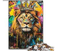 Puzzle King Lion da 1000 pezzi per adulti e ragazzi, antistress per ammazzare il tempo durante le vacanze, con poster abbinato e foglio di quiz (26x38cm)