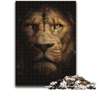 Puzzle King Lion per adulti e ragazzi, 1000 pezzi, giocattoli educativi per l'apprendimento, giochi per famiglie con poster abbinato e foglio di quiz (38x26cm)