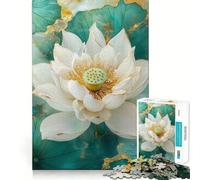 Puzzle Kintsug con fiore di loto bianco per adulti,1000 pezzi,gioco di memoria e allenamento per la mente,taglio laser per un incastro perfetto, alleviare lo stress (50x75cm)