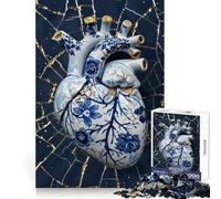 Puzzle Kintsugi a forma di cuore spezzato da 1000 pezzi per adolescenti, stimolazione mentale, divertimento libero, taglio di alta qualità, regalo speciale (38x52cm)
