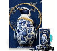 Puzzle Kintsugi a forma di pinguino in porcellana da 1000 pezzi per adulti, gioco di abilità mentale, relax, design, assemblaggio, pezzo da collezione (38x26cm)