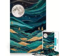 Puzzle Kintsugi "Cielo notturno e montagne" con motivo oro, 1000 pezzi, ideale per ragazzi, per stimolare la memoria, giocare in casa, assemblare immagini, regalo per le vacanze (38x26cm)