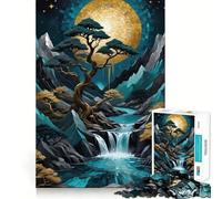 Puzzle Kintsugi con albero di montagna per ragazzi, 1000 pezzi, per migliorare la memoria, calmare e rilassare, design classico da assemblare, regalo (50x75cm)