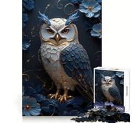 Puzzle Kintsugi con gufo e fiori, 1000 pezzi, gioco rilassante per lo sviluppo della mente, taglio di precisione, pezzo da collezione (38x26cm)