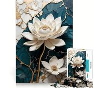 Puzzle Kintsugi con Loto Bianco,1000 pezzi,divertente per allenare la mente,con componenti robusti e ben definiti,ideale per rilassarsi in casa (50x75cm)