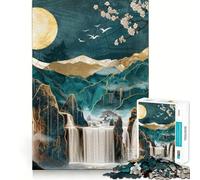 Puzzle Kintsugi con paesaggio a cascata,1000 pezzi,gioco di concentrazione mentale,design a incastro preciso,sfida interattiva per il cervello per la casa (50x75cm)