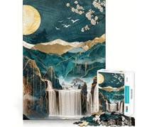 Puzzle Kintsugi con paesaggio a cascata per adulti,1000 pezzi,gioco di memoria,montaggio sicuro e stabile,gioco significativo per costruire connessioni (38x52cm)