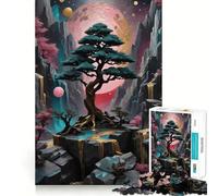 Puzzle Kintsugi da 1000 pezzi con albero di montagna per adulti, gioco di logica e rilassamento, bordi affilati, regalo di alta qualità (38x52cm)