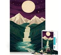 Puzzle Kintsugi da 1000 pezzi con cascata di montagna, ideale per adolescenti, per rafforzare la memoria, per il tempo libero a casa, con bordi puliti e un regalo prezioso (50x75cm)