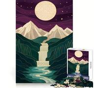 Puzzle Kintsugi da 1000 pezzi con cascata di montagna, ideale per adolescenti, per rafforzare la memoria, per il tempo libero a casa, con bordi puliti e un regalo prezioso (50x75cm)