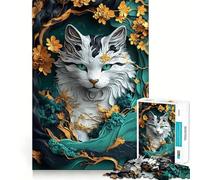 Puzzle Kintsugi da 1000 pezzi con gatto della natura, ideale per adolescenti, stimola la memoria, riduce lo stress e crea un'immagine tridimensionale da appendere al muro (50x75cm)