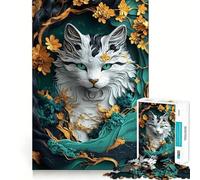 Puzzle Kintsugi da 1000 pezzi con gatto della natura per adulti, gioco di logica chiaro, divertimento rilassante, taglio perfetto, regalo elegante (38x26cm)