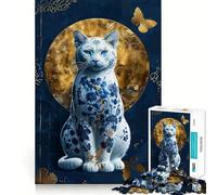 Puzzle Kintsugi da 1000 pezzi con gatto in porcellana per ragazzi, gioco mentale, momento di relax, taglio di alta qualità, regalo artistico (38x52cm)