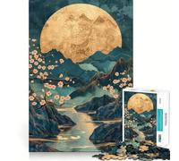 Puzzle Kintsugi da 1000 pezzi con paesaggio di ciliegi in fiore per adolescenti Il puzzle migliora la memoria, crea un'atmosfera accogliente e rilassante Taglio preciso Regalo festivo (38x52cm)