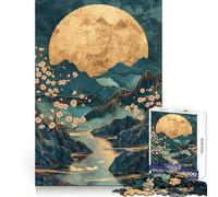 Puzzle Kintsugi da 1000 pezzi con paesaggio di ciliegi in fiore per adolescenti Il puzzle migliora la memoria, crea un'atmosfera accogliente e rilassante Taglio preciso Regalo festivo (38x52cm)