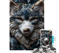 Puzzle Kintsugi da 1000 pezzi per adolescenti con il Lupo Blu Solitario puzzle per adulti gioco per famiglie divertente e umoristico attività da fare a casa (dimensioni 38x52cm)